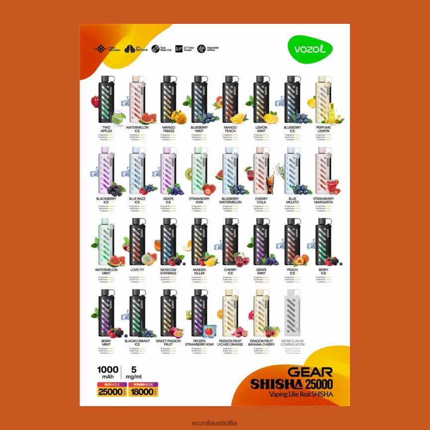 VOZOL Vape Australia - VOZOL Gear Shisha 25000 BJDZ861