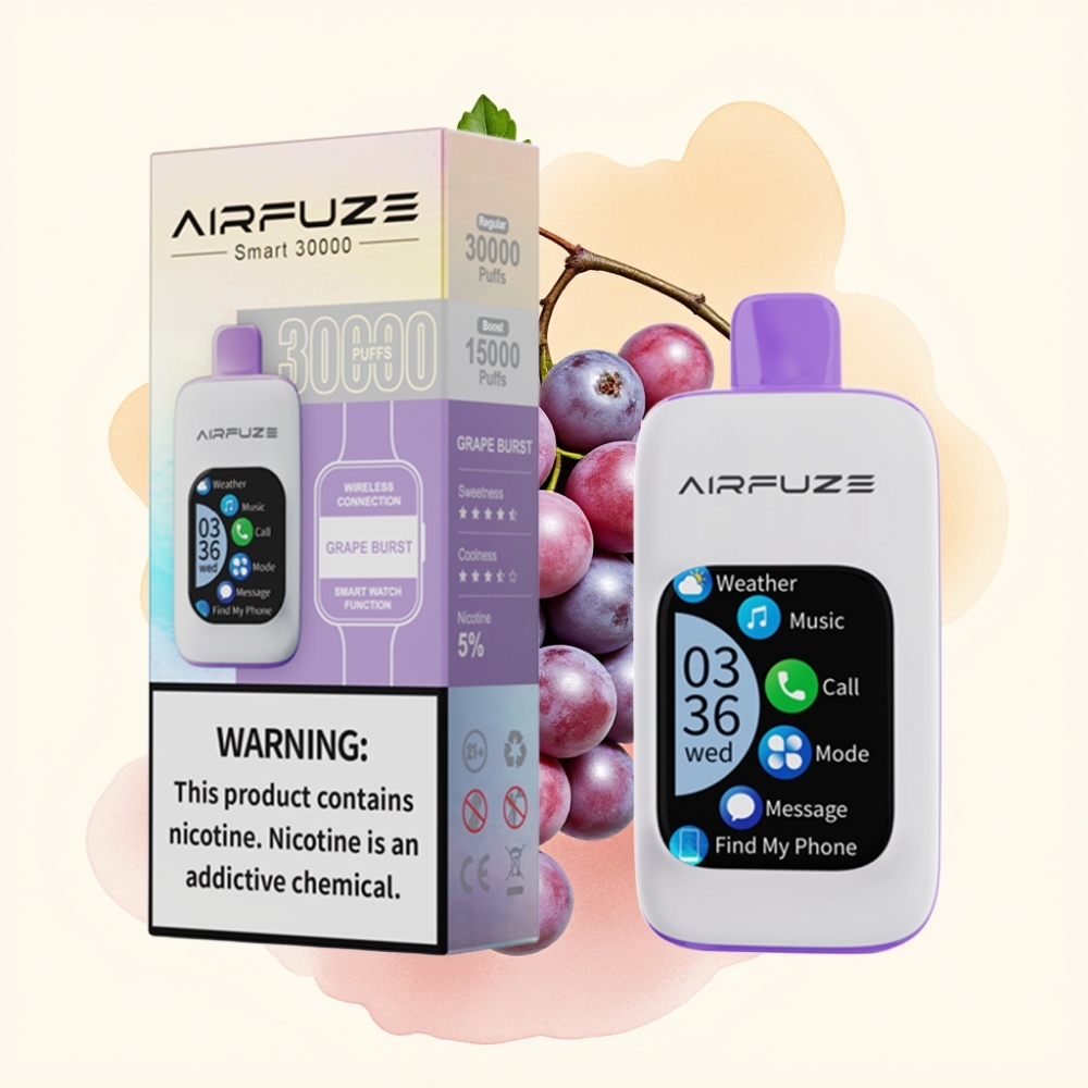 AirFuze Smart 30000 Puffs Grape Burst Disposable Vape, 5% Nicotine, 900mAh, Type-C